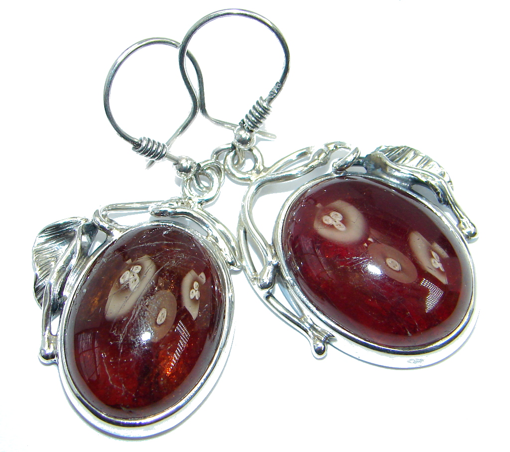 Stunning Brazilian Hessonite Garnet Sterling Silver handmade Earrings