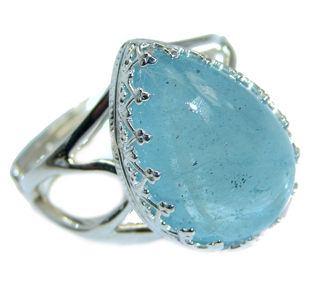 Passiom Fruit Natural Aquamarine 10 ct. Sterling Silver Ring s. 7 adjustable