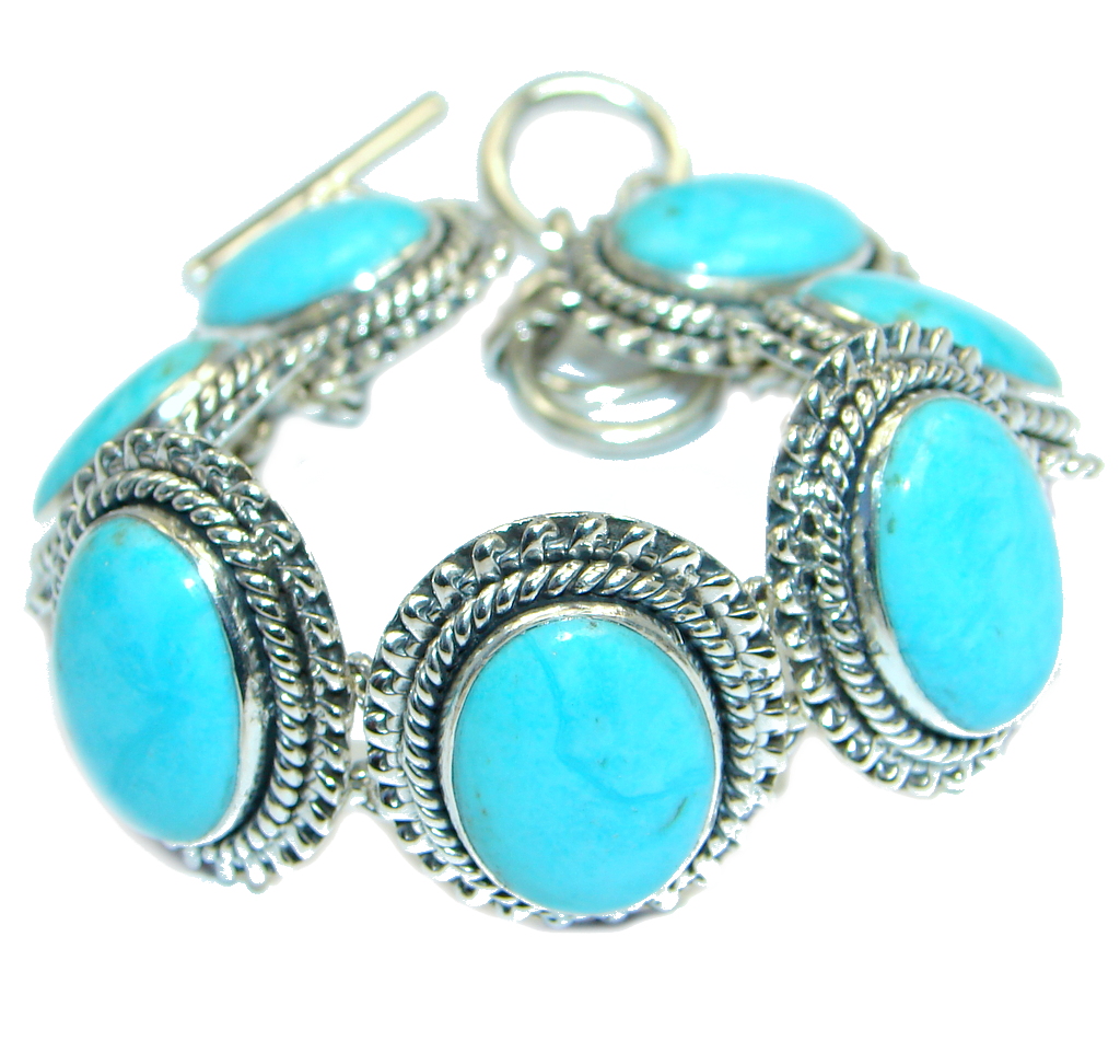 Genuine Sleeping Beauty Turquoise .925 Sterling Silver handmade Bracelet