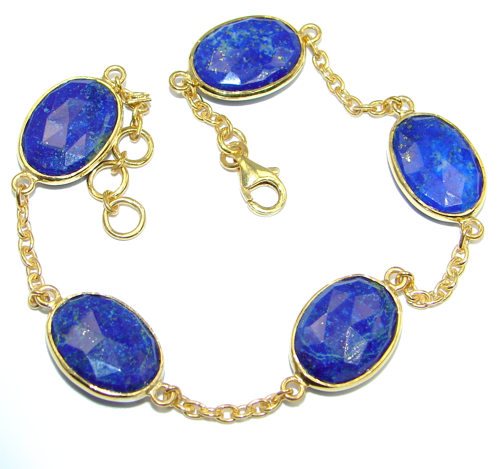 Flawless Passion Lapis Lazuli Gold Rhodium plated over Sterling Silver Bracelet