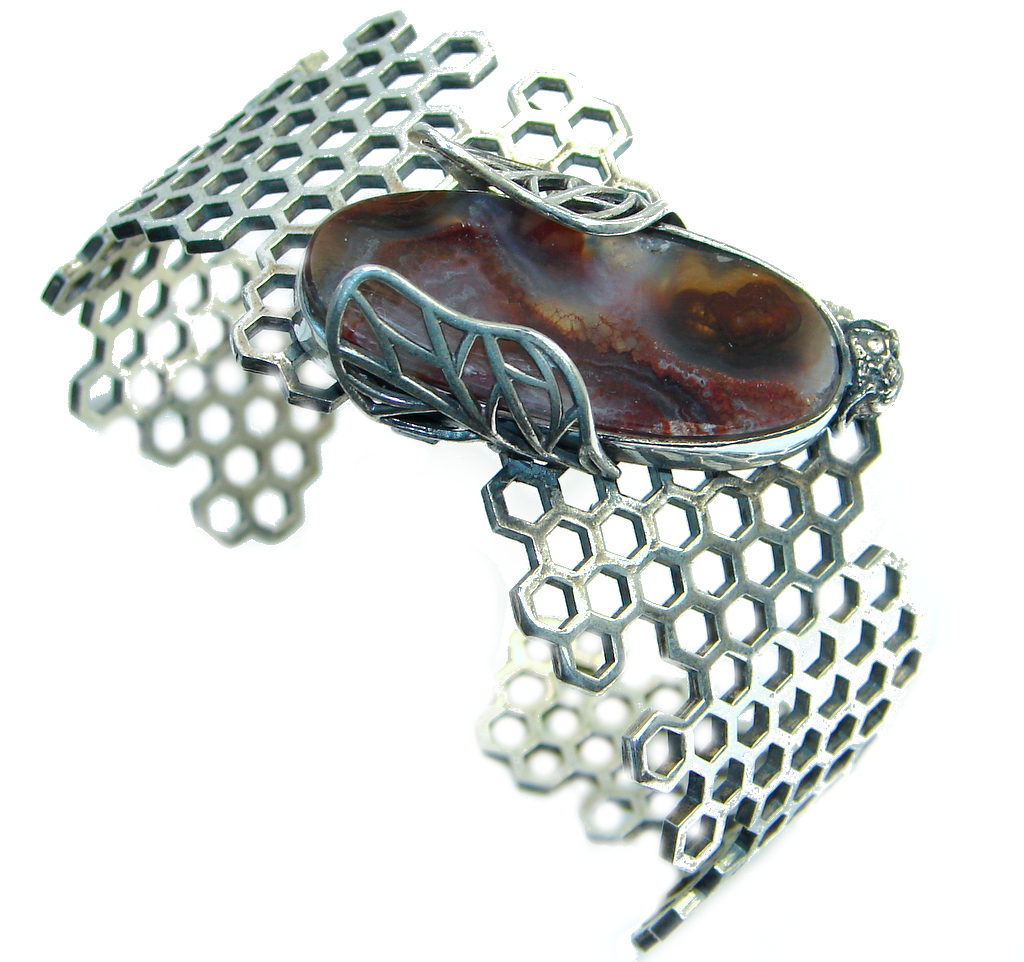 Excellent Brown Montana Agate Sterling Silver handmade Bracelet
