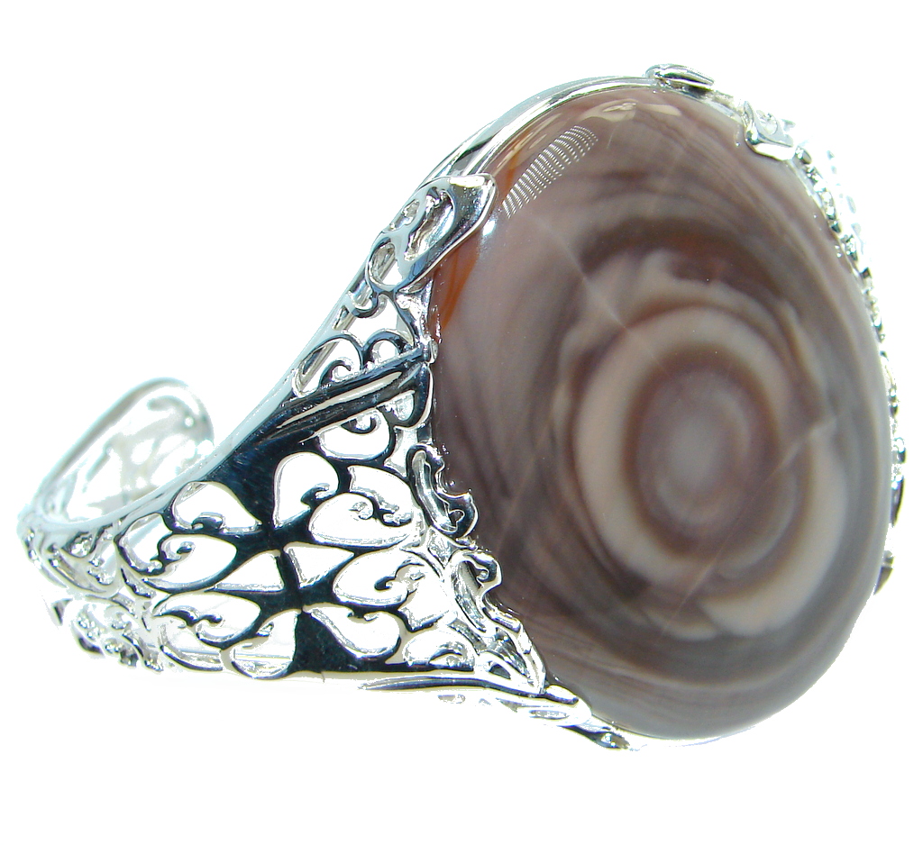 Bohemian Style Excellent quality Imperial Jasper Sterling Silver Bracelet / Cuff