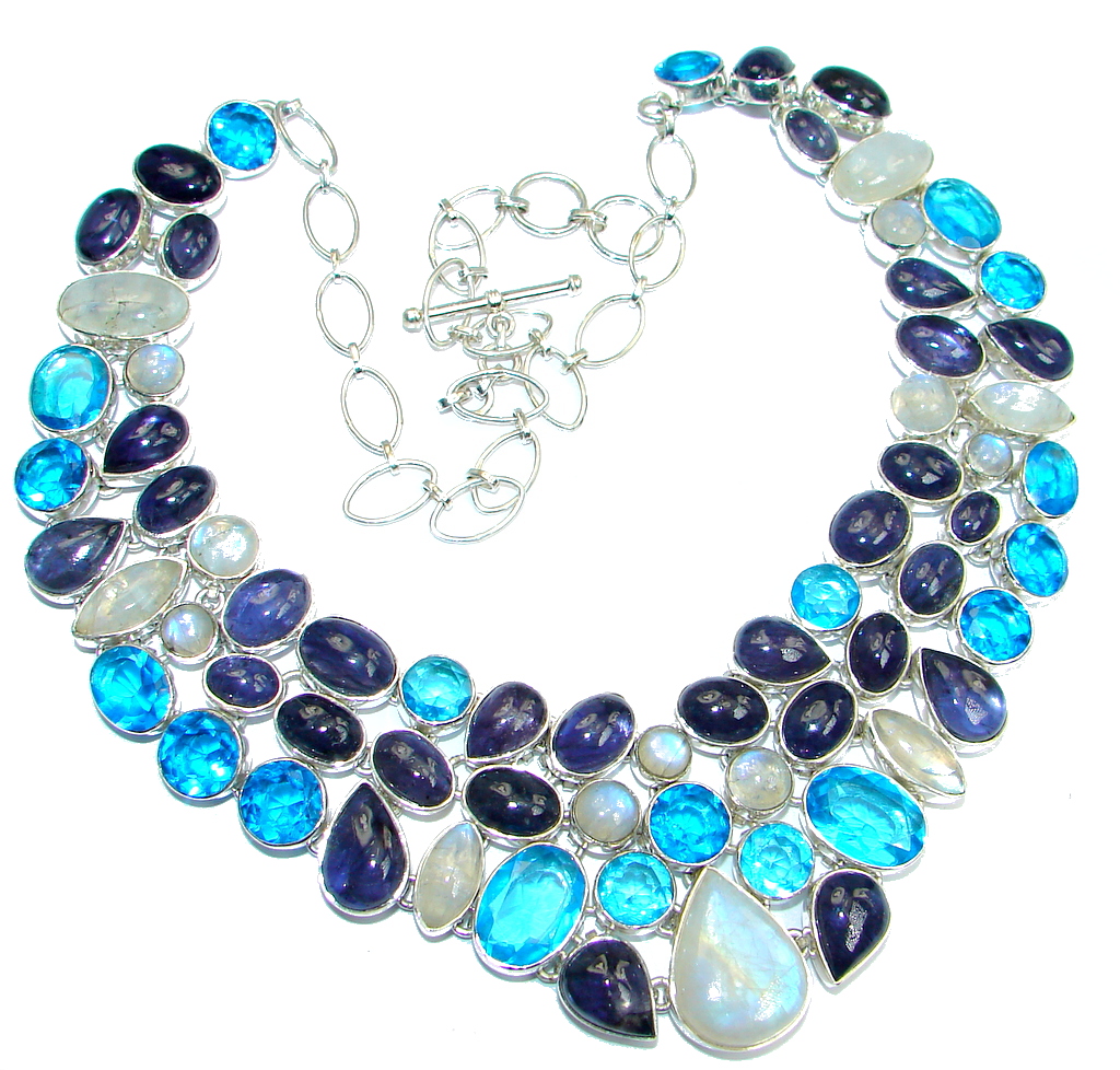 Sweet Melody Genuine Amethyst Moonstone Sterling Silver handmade necklace