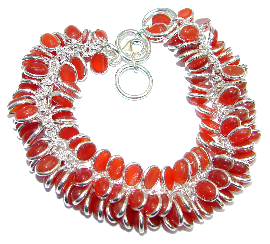 Blue Tears natural Authentic Carnelian Sterling Silver handmade Bracelet