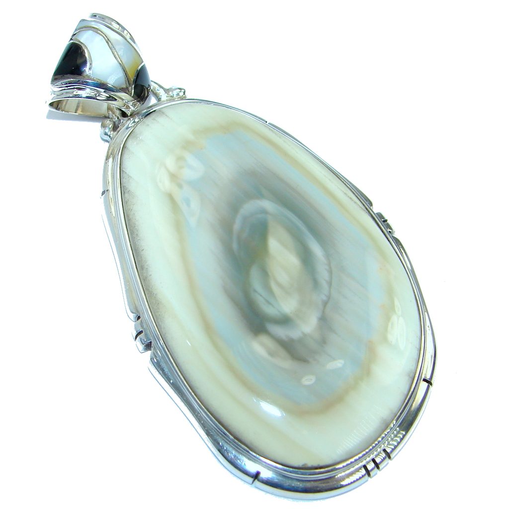 Big Great quality genuine Imperial Jasper Sterling Silver handmade Pendant