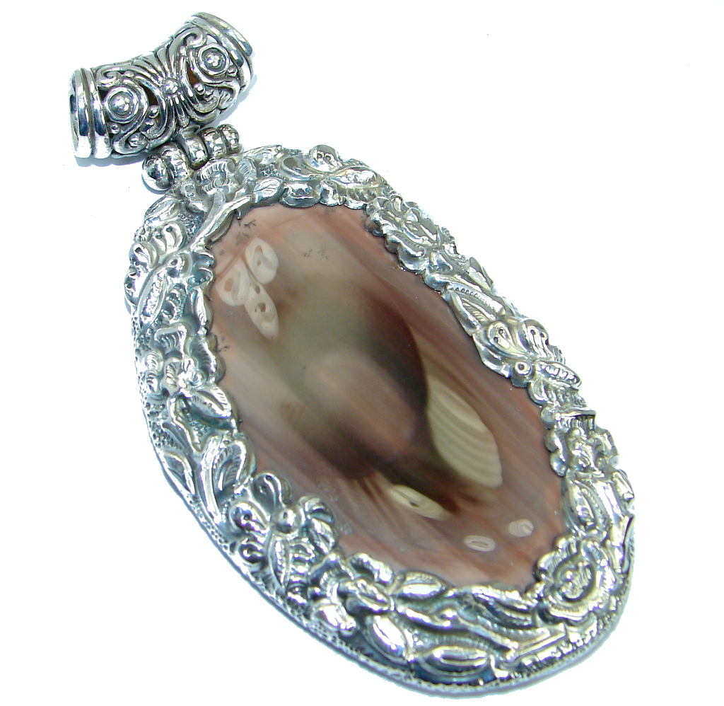 Big Great quality genuine Imperial Jasper Sterling Silver handmade Pendant