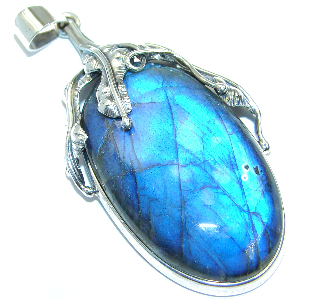 Highest quality genuine Blue Labradorite Sterling Silver handmade Pendant