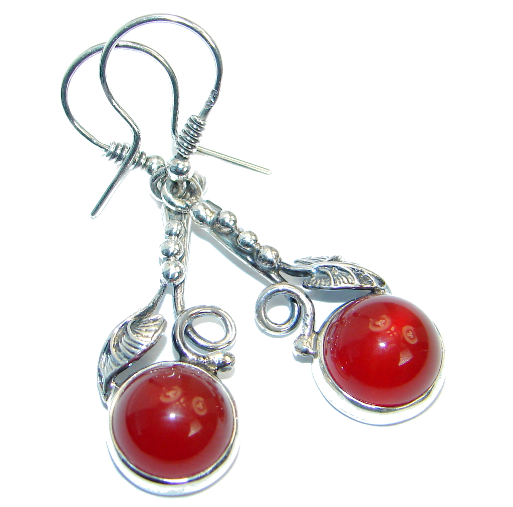 Sublime Orange Carnelian .925 Sterling Silver handmade earrings