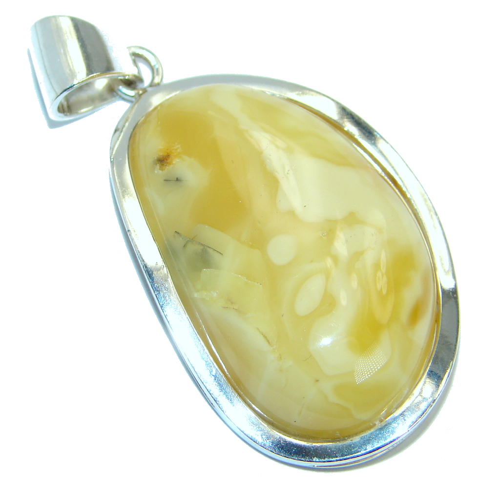 Great Design natural Butterscotch Baltic Amber Sterling Silver handmade Pendant