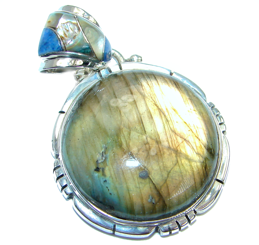 Highest quality genuine Blue Labradorite Sterling Silver handmade Pendant
