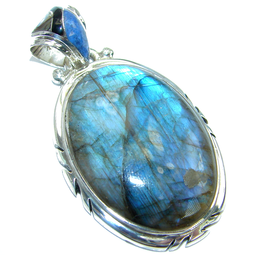 Highest quality genuine Blue Labradorite Sterling Silver handmade Pendant