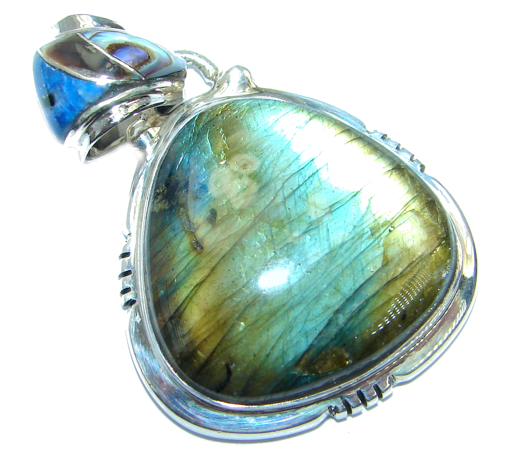 Highest quality genuine Blue Labradorite Sterling Silver handmade Pendant