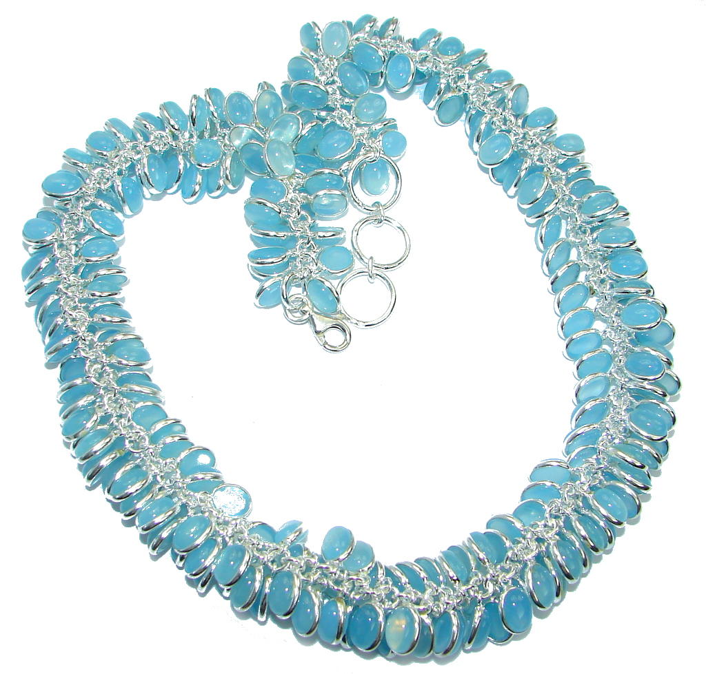 Aura Of Beauty Genuine Chalcedony Agate Sterling Silver handmade necklace