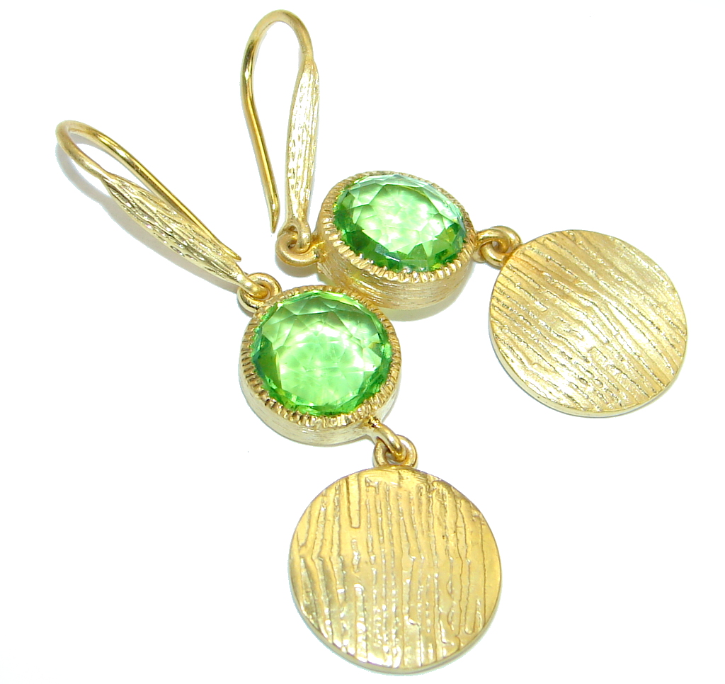Genuine Peridot Gold plated over .925 Sterling Silver handamde earrings