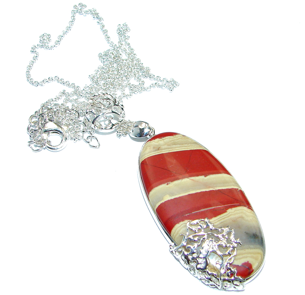Large Master Piece genuine Red Jasper Sterling Silver brilliantly handcrafted necklace