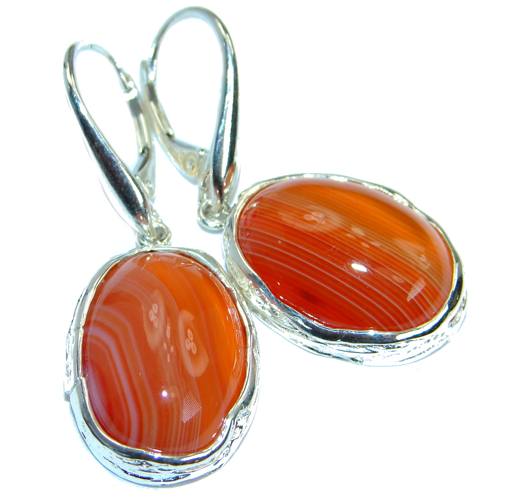 Sublime Orange Carnelian .925 Sterling Silver handmade earrings