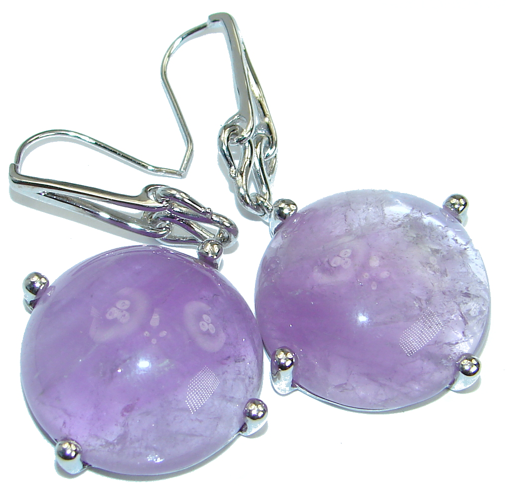 Jumbo Genuine Pink Amethyst .925 Sterling Silver handmade Earrings