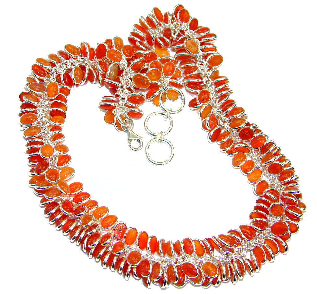 Aura Of Beauty Genuine Carnelian Agate Sterling Silver handmade necklace