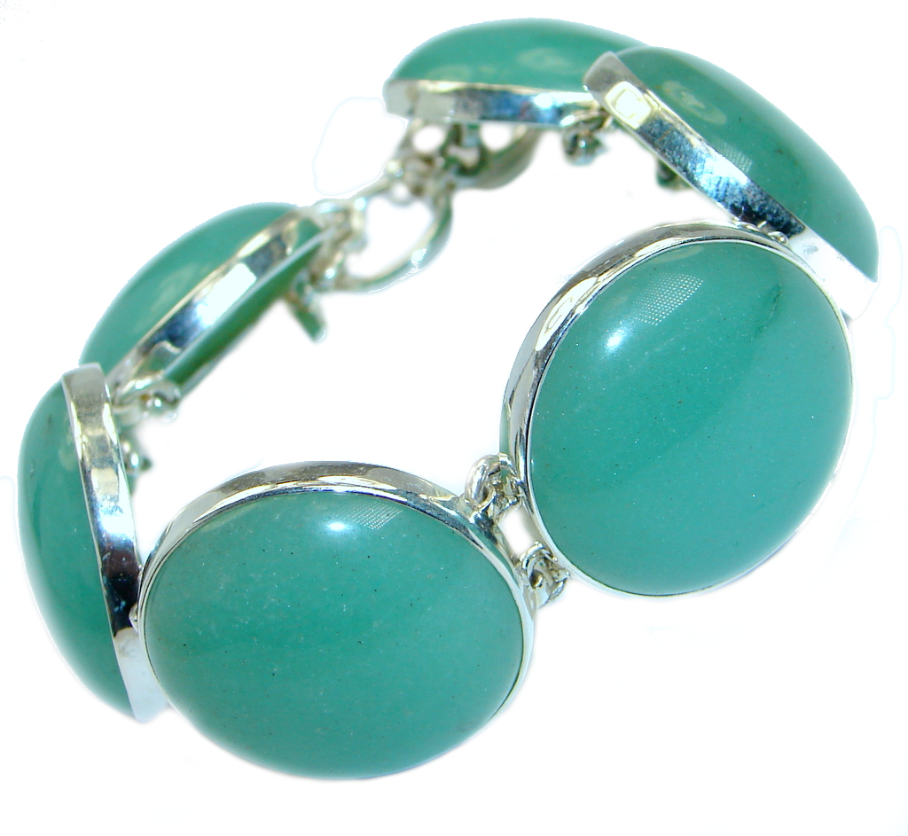 Great Protection Green Jade .925 Sterling Silver handmade Bracelet