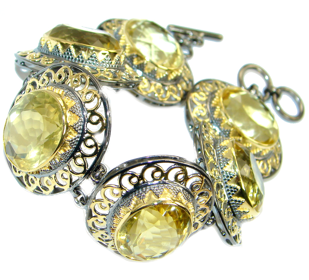 Real Treasure created Citrine Gold plated over .925 Sterling Silver handmade Bracelet
