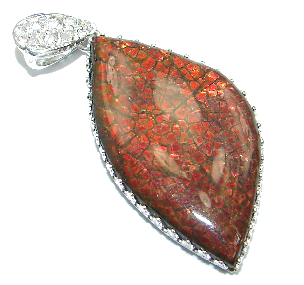One of the kind Authentic Beauty Canadian Ammolite Sterling Silver handmade Pendant