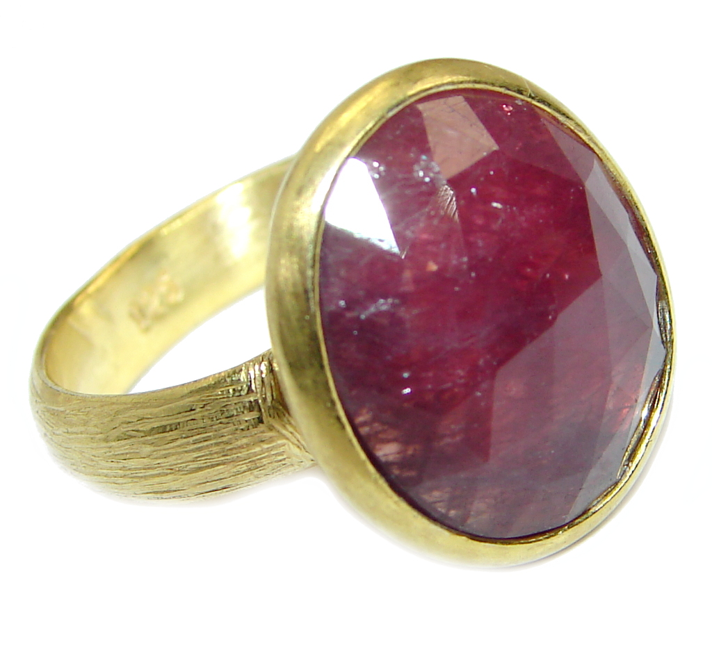 Fine Art jewelry Natural Ruby Gold over .925 Sterling Silver Ring Size 8 adjustable