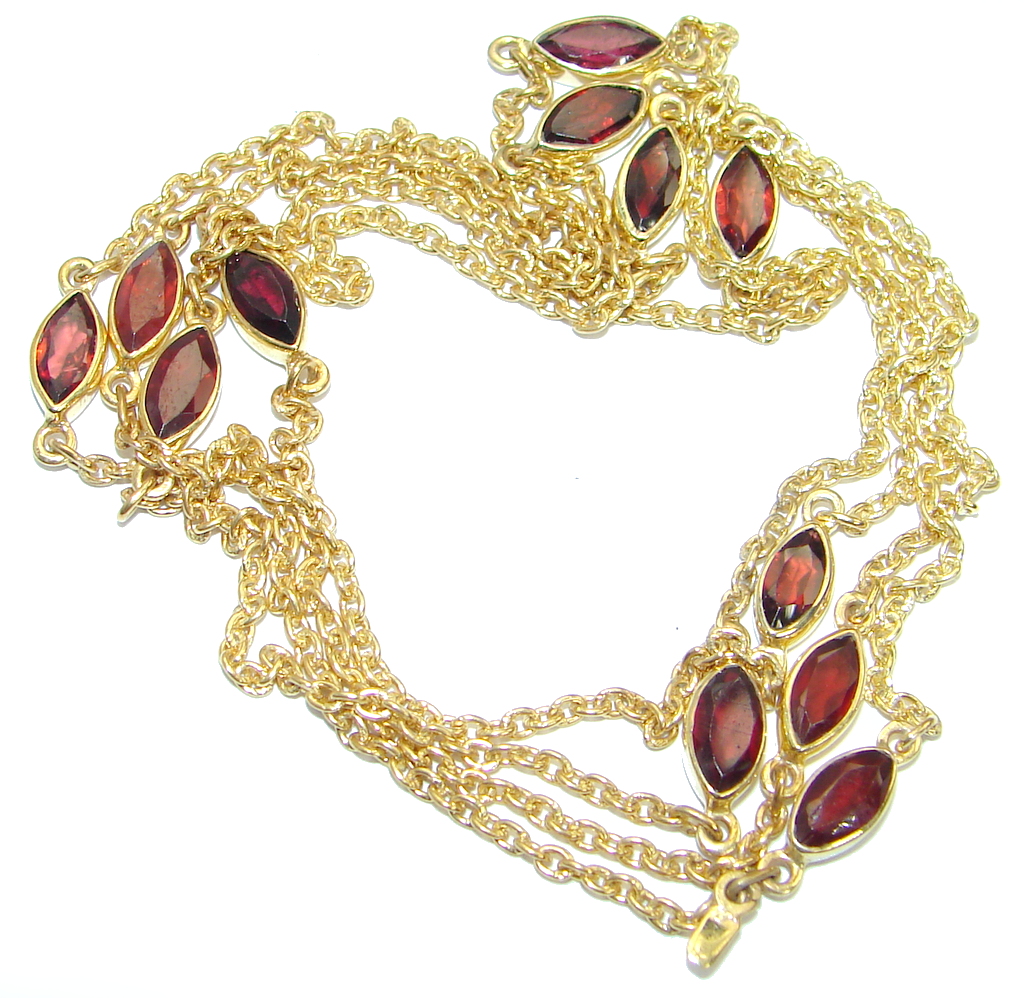 36 inches genuine Garnet Gold plated over .925 Sterling Silver handmade Necklace