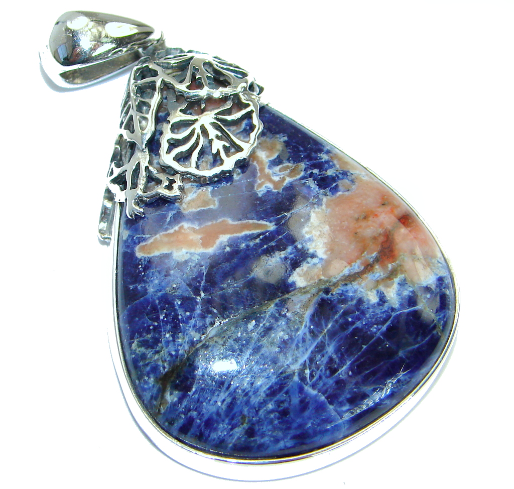 Genuine Sodalite .925 Sterling Silver handmade Pendant