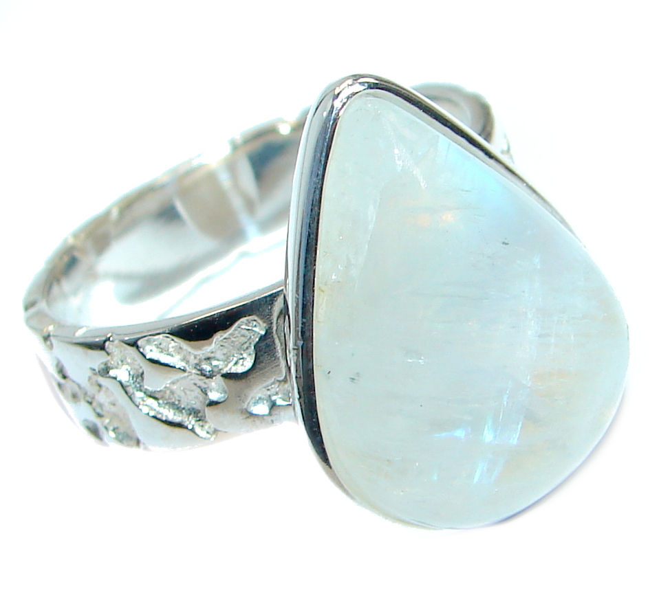 Simle Style Perfect Moonstone .925 Sterling Silver handmade Ring s. 8 1/4
