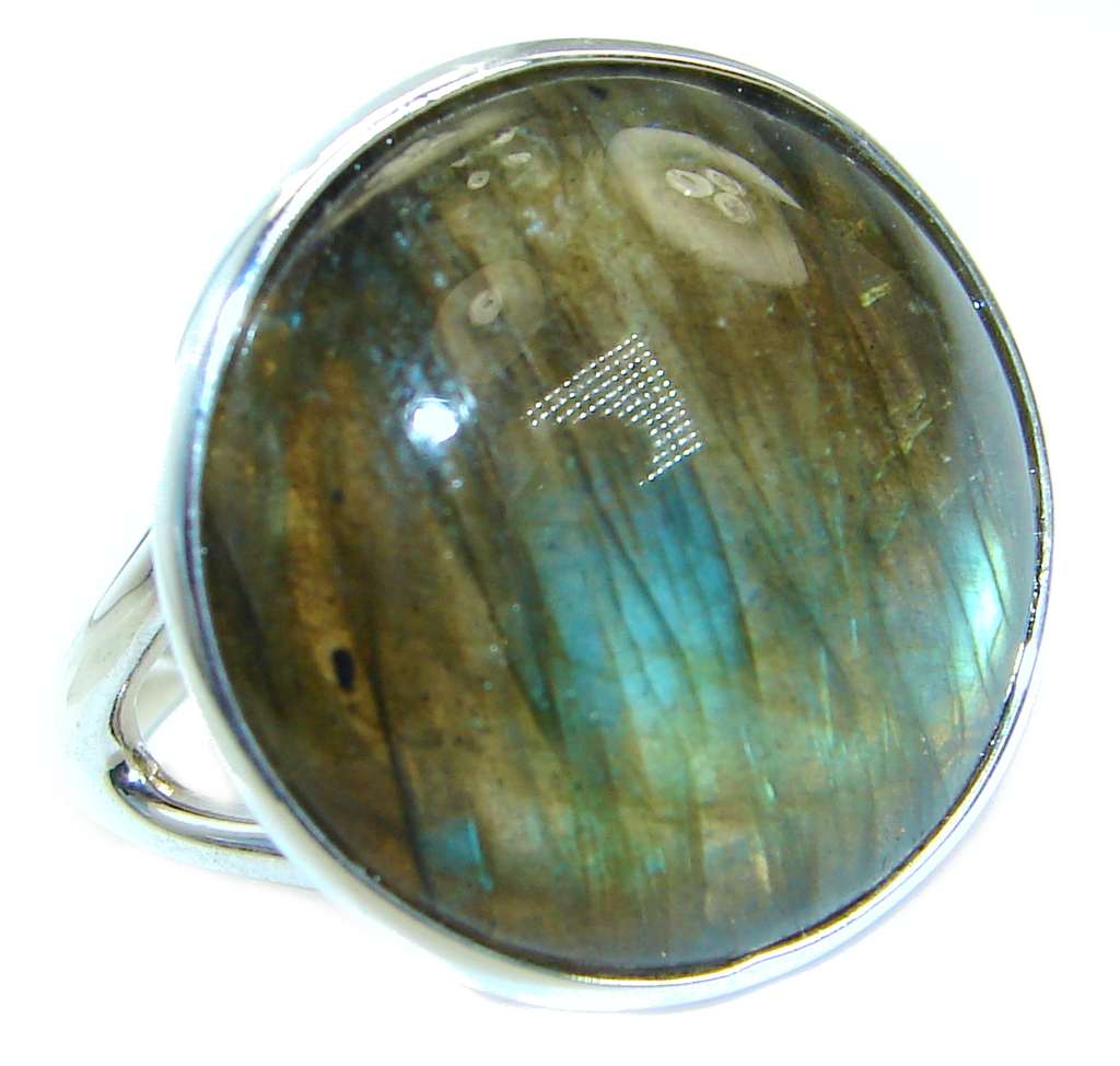 Blue Fire Labradorite .925 Sterling Silver handmade ring size 7