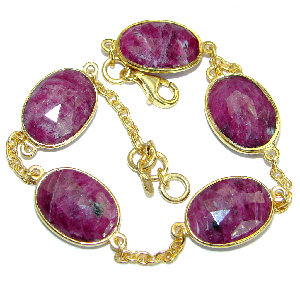 Special Design Natural Red Ruby .925 Sterling Silver handmade Bracelet