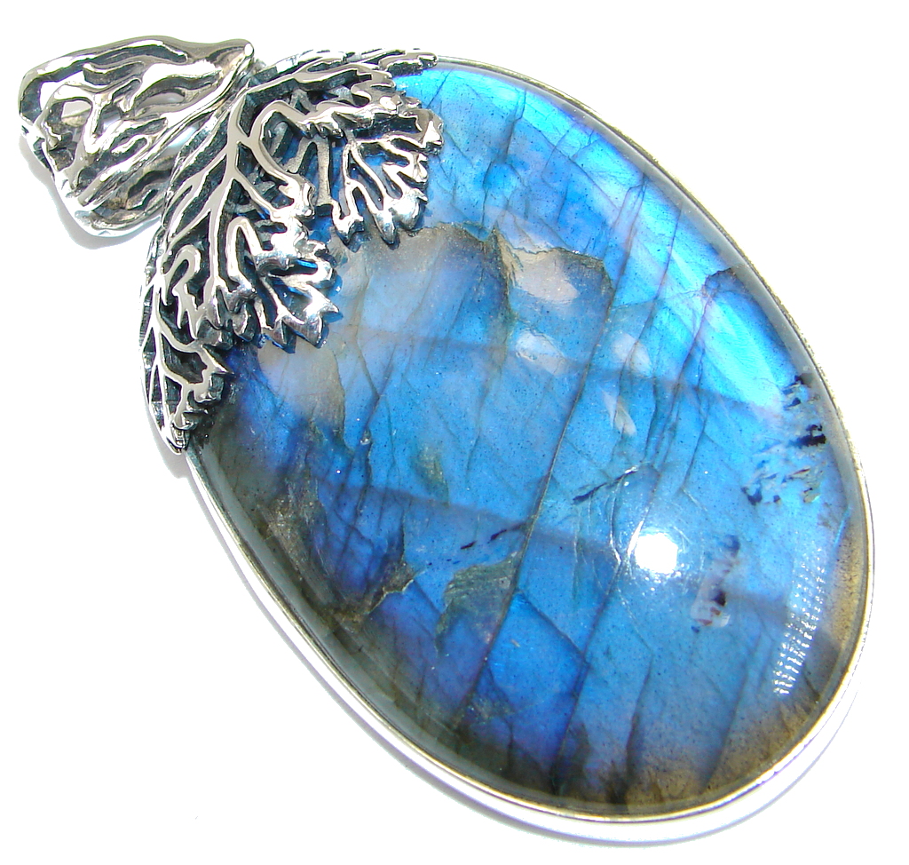 Highest quality genuine Blue Labradorite .925 Sterling Silver handmade Pendant