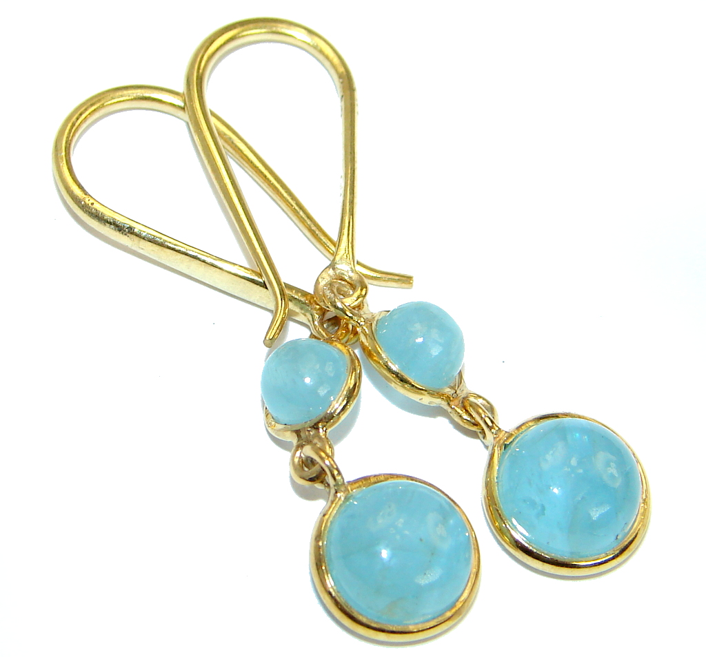 Sublime Aquamarine Gold over .925 Sterling Silver handmade earrings