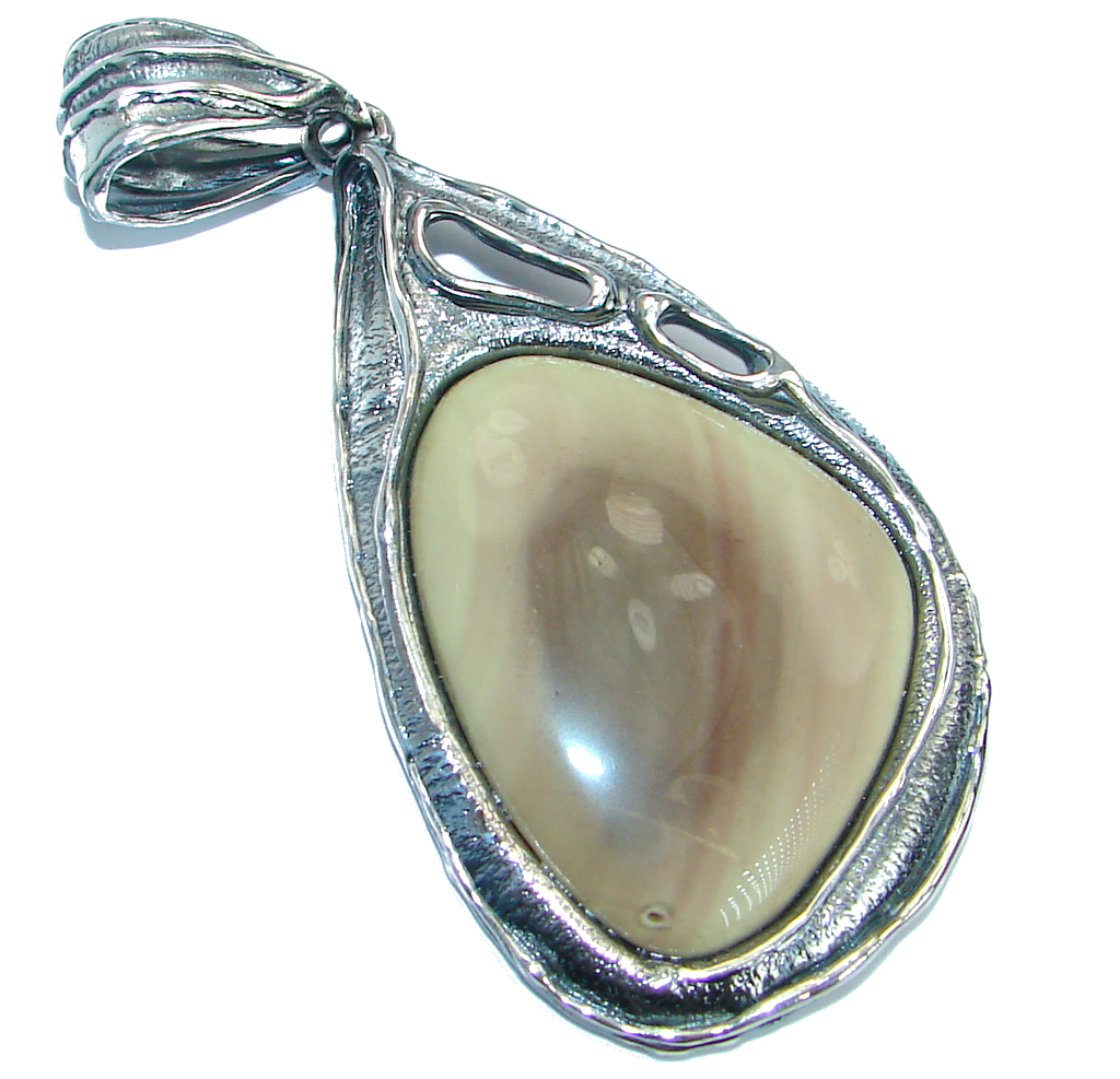Big Great quality genuine Imperial Jasper .925 Sterling Silver handmade Pendant