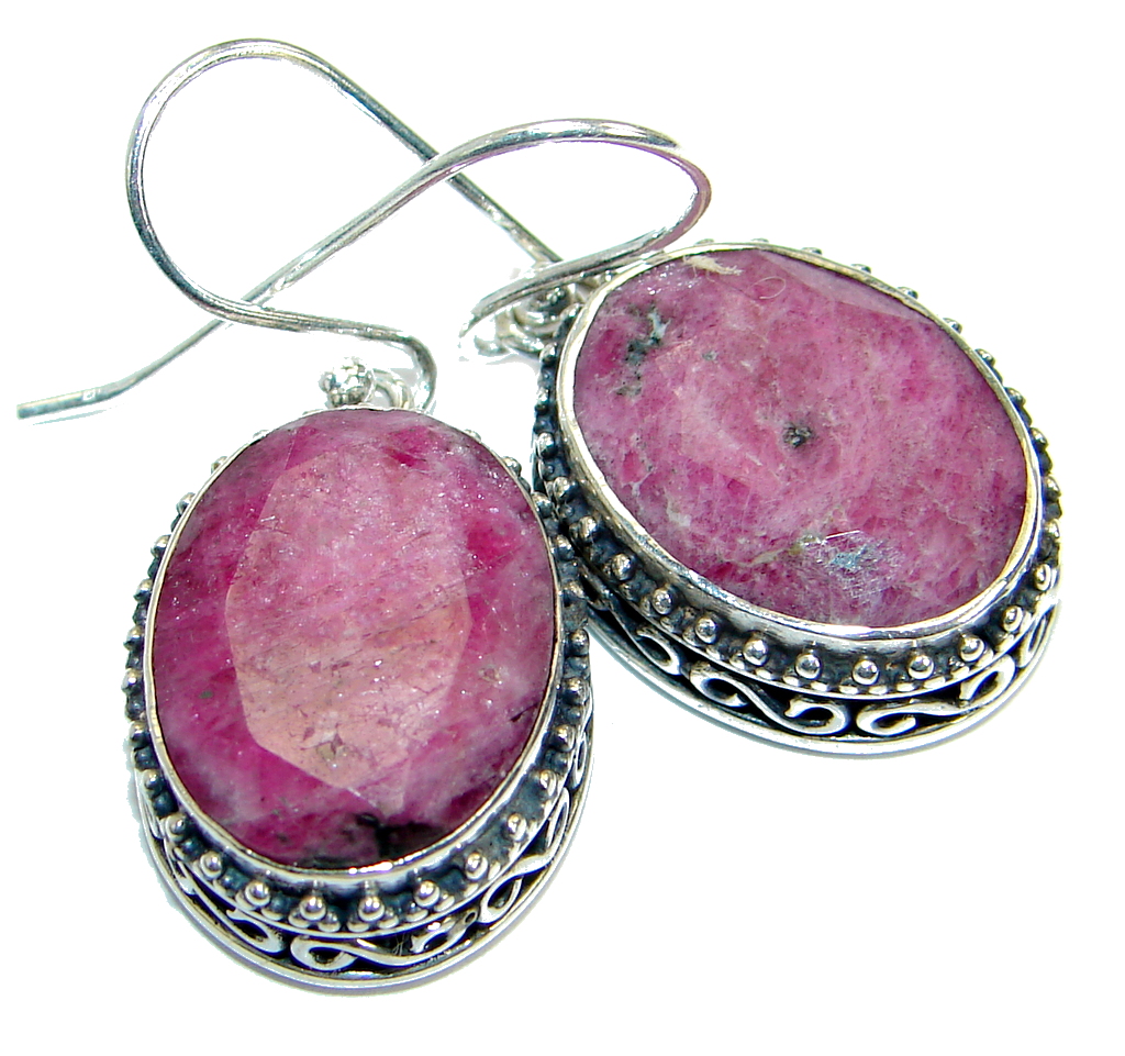 Trendy Ruby .925 Sterling Silver handmade earrings