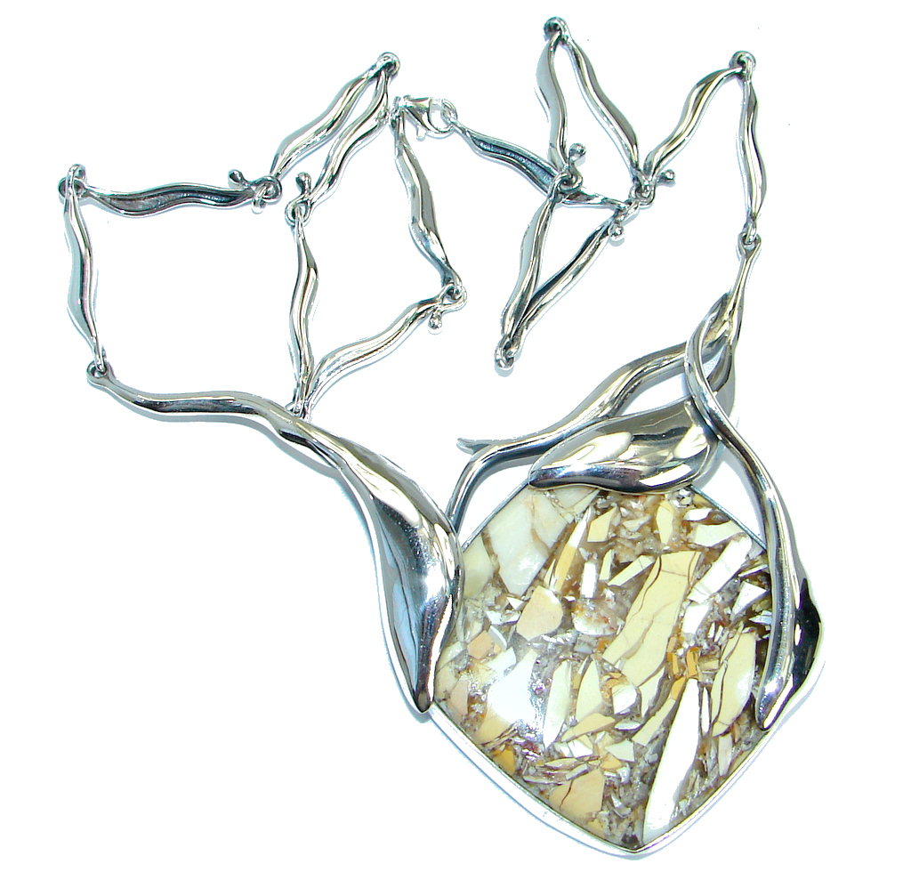 Contemporary Design Australian Bracciated Mookaite Jasper .925 Sterling Silver necklace