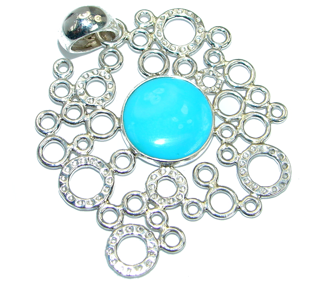 Genuine great quality Sleeping Beauty Blue Turquoise .925 Sterling Silver handmade Pendant