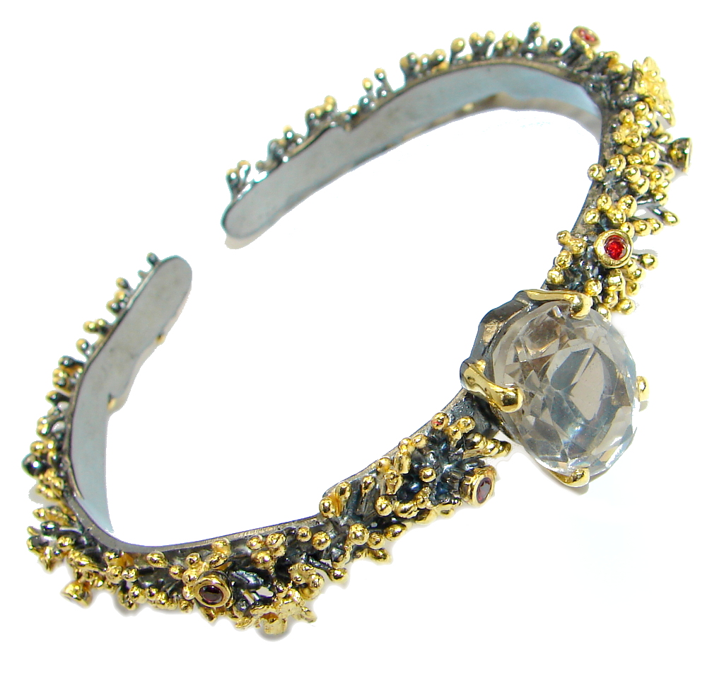 Stunning Smoky Topaz Gold Rhodium over .925 Sterling Silver Bracelet / Cuff
