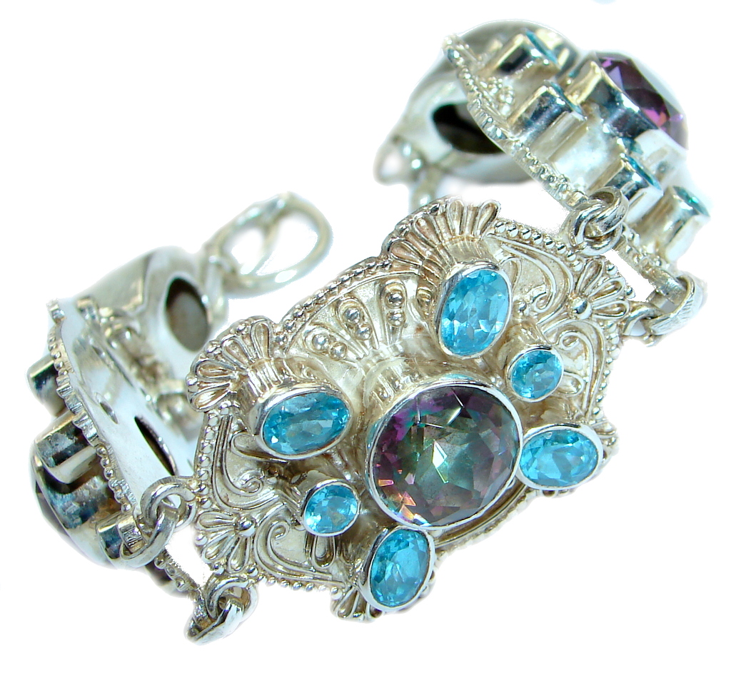 Luxury Magic Topaz .925 Sterling Silver handmade Bracelet