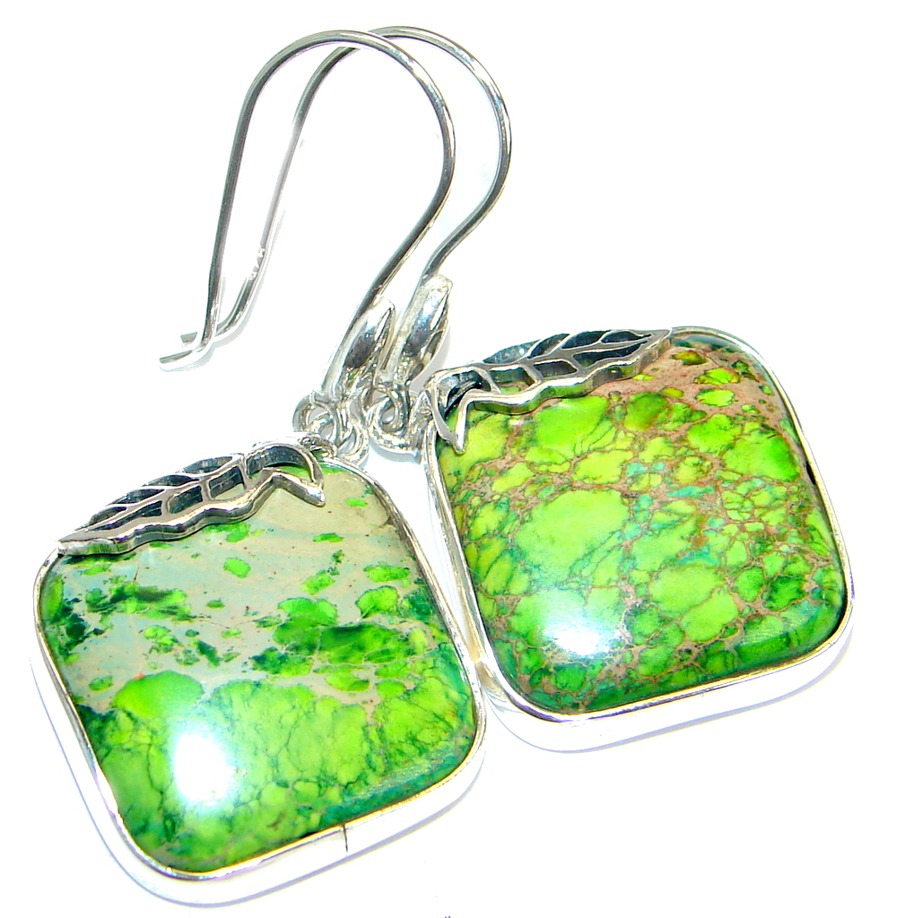 Stylish Sea Sediment Jasper .925 Sterling Silver earrings