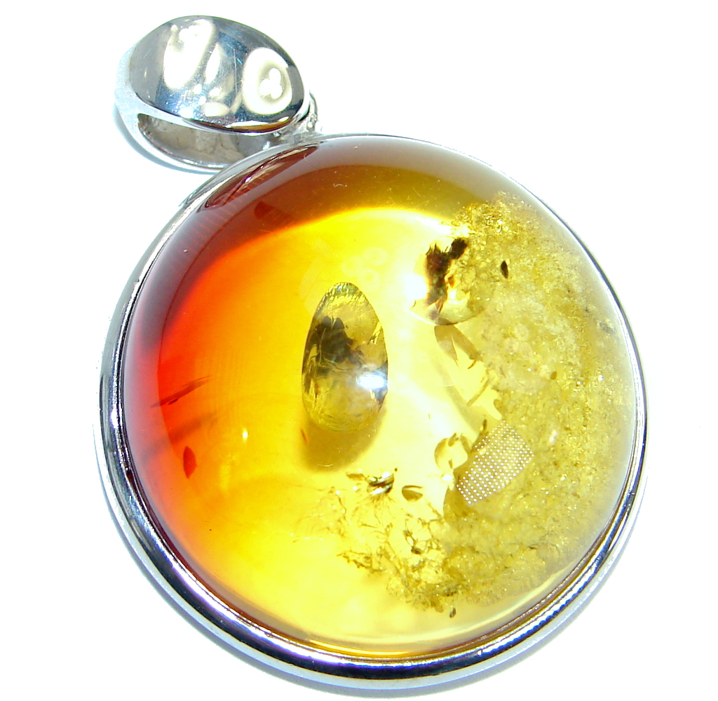 Incredible natural Baltic Amber .925 Sterling Silver handmade Pendant