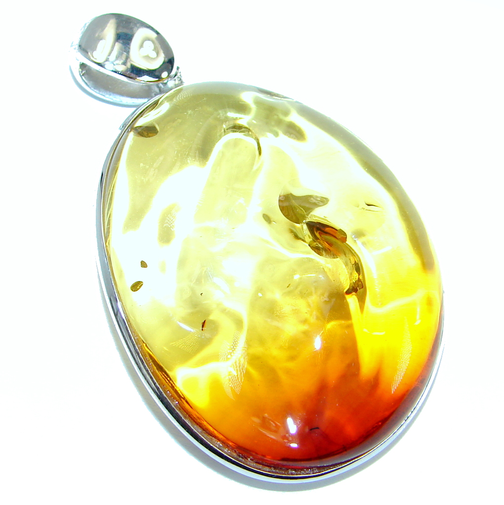 Incredible natural Baltic Amber .925 Sterling Silver handmade Pendant