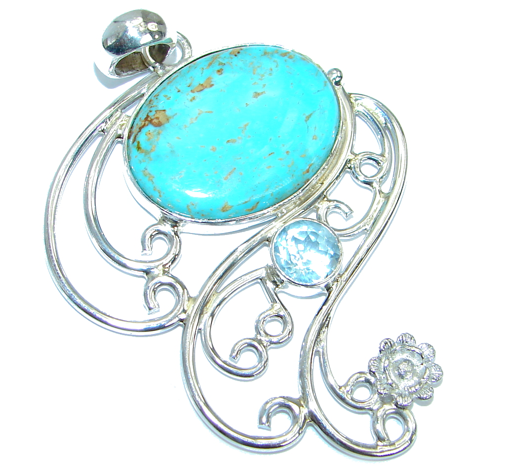 Exquisite Sleeping Beauty Turquoise .925 Sterling Silver handmade Pendant