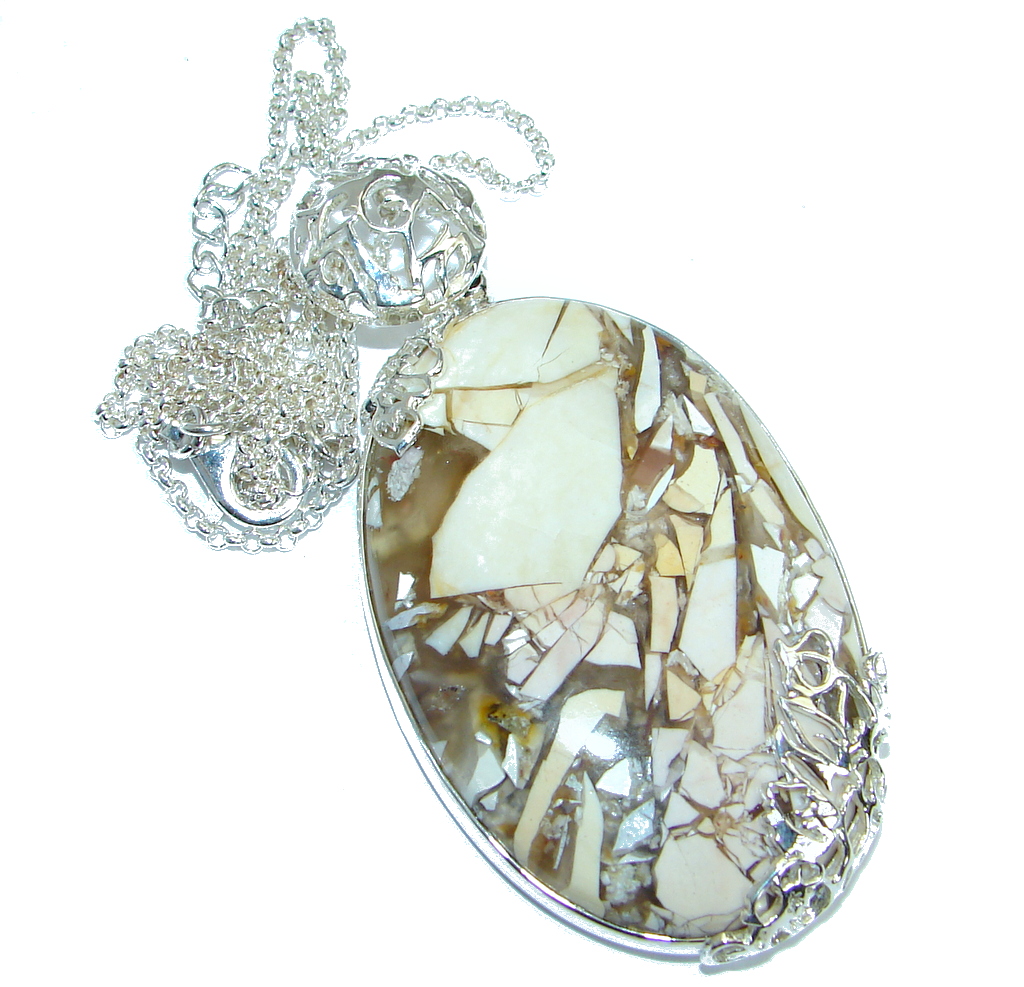 Aura Of Beauty Australian Bracciated Mookaite Jasper .925 Sterling Silver necklace