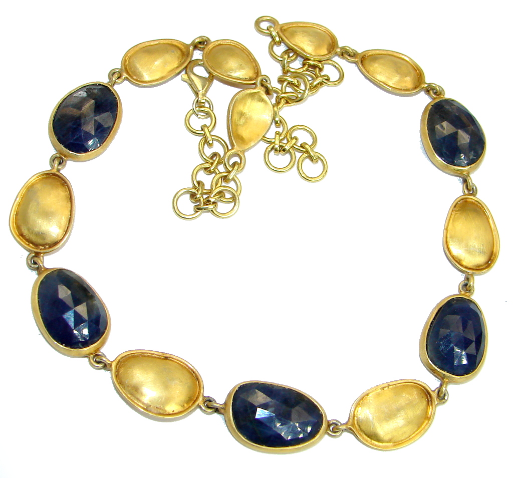 Elegant natural Sapphire 18 ct Gold over .925 Sterling Silver handmade necklace