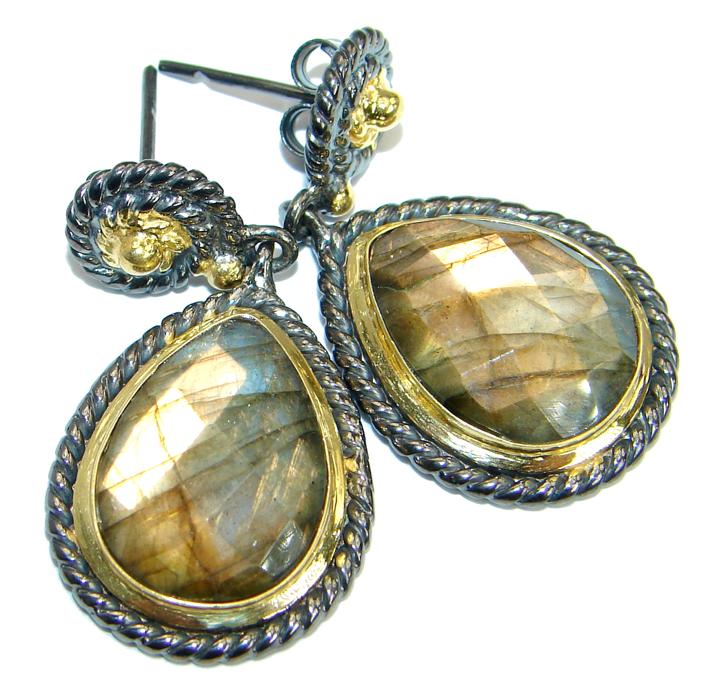 Perfect genuine Labradorite .925 Sterling Silver handmade earrings