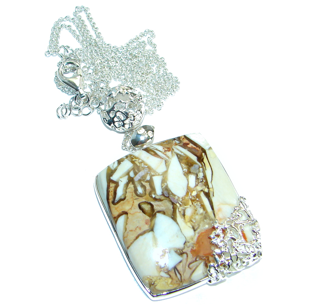 Unique Design Australian Bracciated Mookaite Jasper .925 Sterling Silver necklace