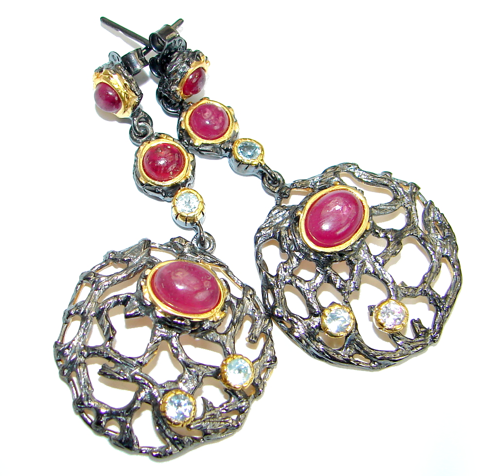 Stunning Brazilian Hessonite Garnet 18 ct Gold over .925 Sterling Silver handmade Earrings