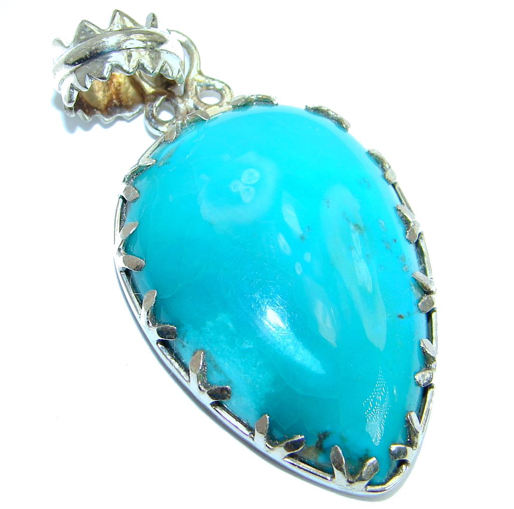 Simple Style Blue Turquoise .925 Sterling Silver Pendant