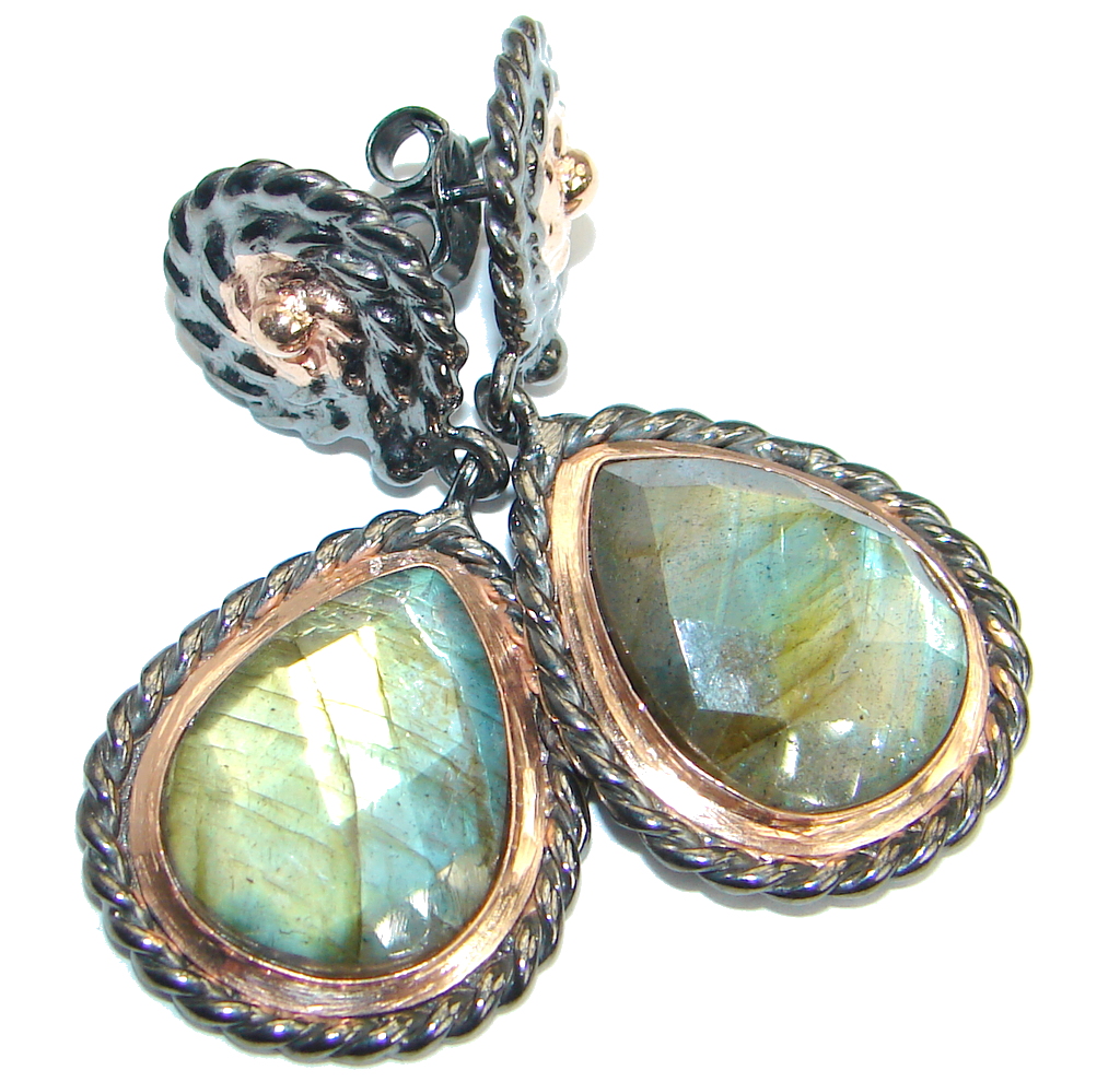 Perfect genuine Labradorite .925 Sterling Silver handmade earrings
